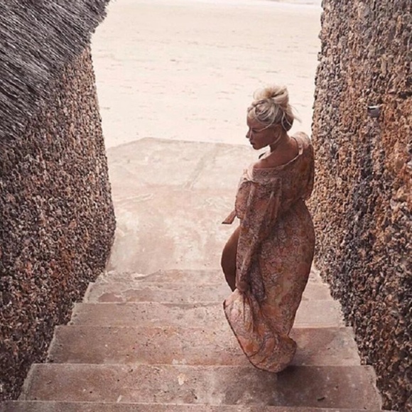 SOLD OUT Pink Bohemian Floral Maxi Duster Kimono Wrap Robe - Picture 7 of 16